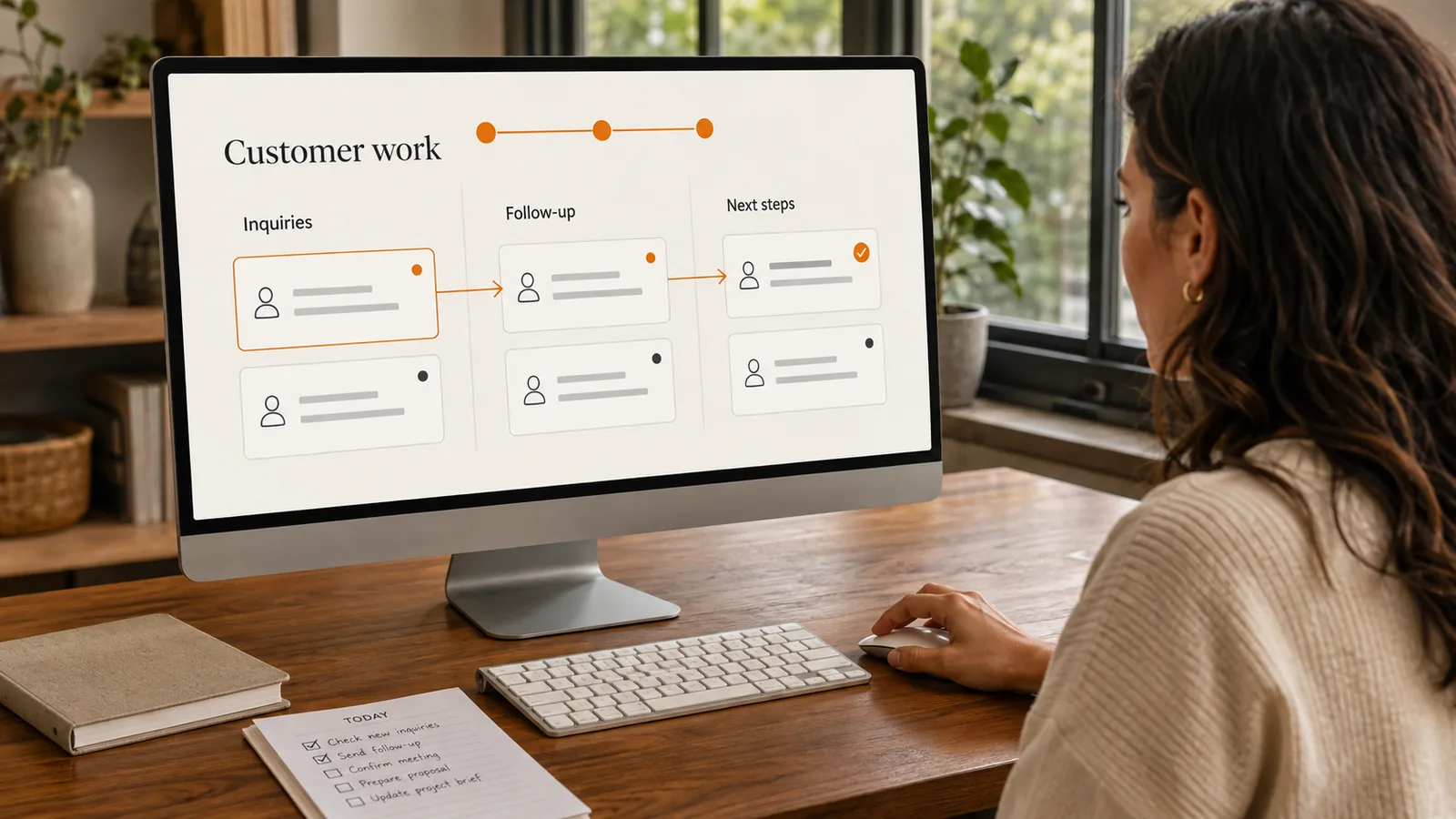 An operator reviews connected inquiry, follow-up, and next-action records on one screen.