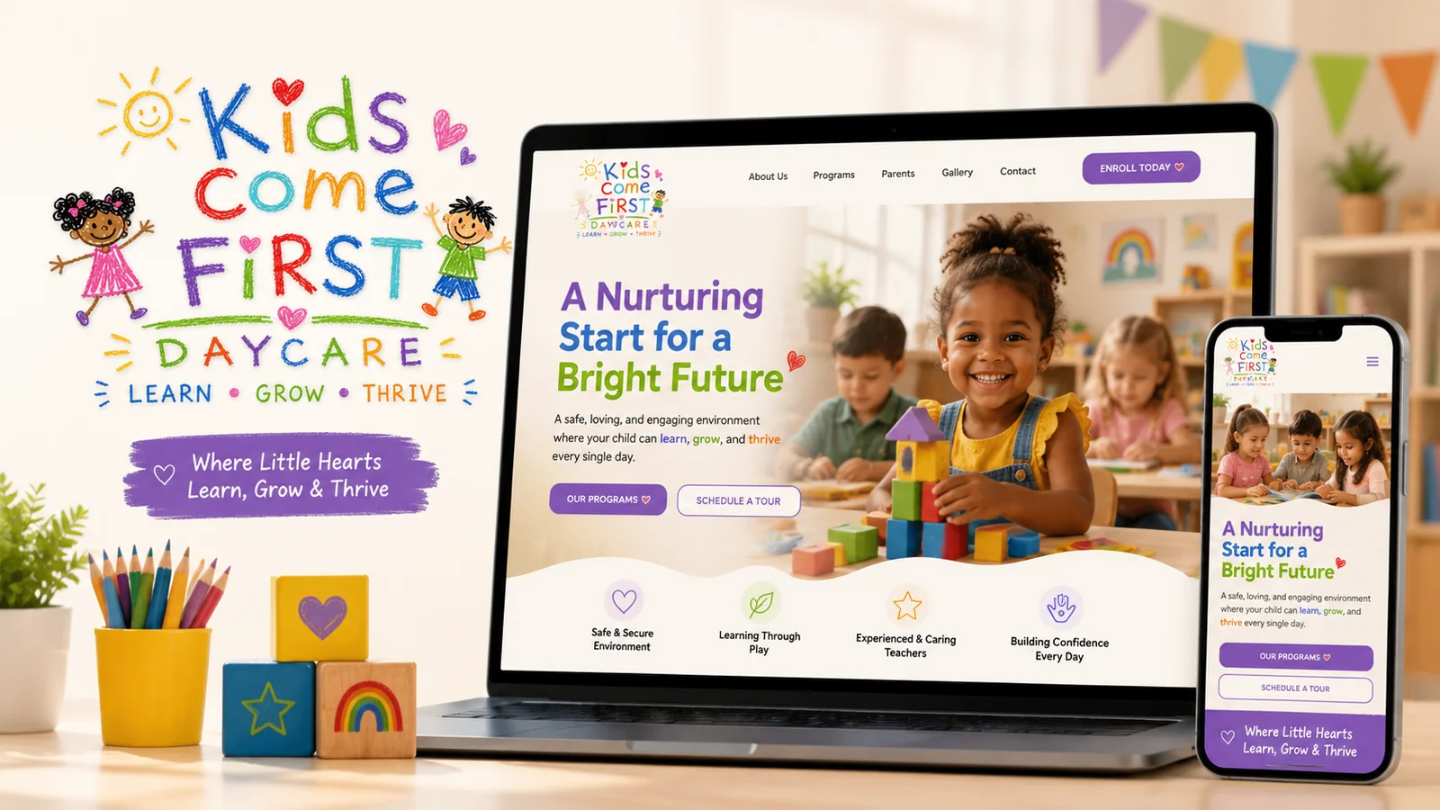 Kids Come First Daycare website built by Cenlyx